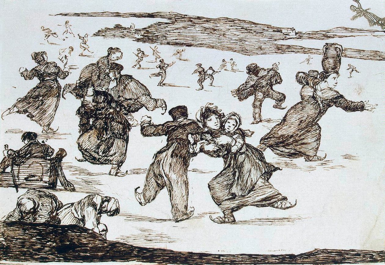 Łyżwiarze, w latach 1812-1823. autorstwa Francisco de Goya