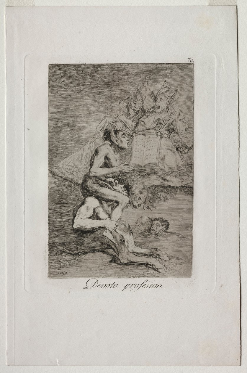 Caprichos: pobożny zawód. autorstwa Francisco de Goya