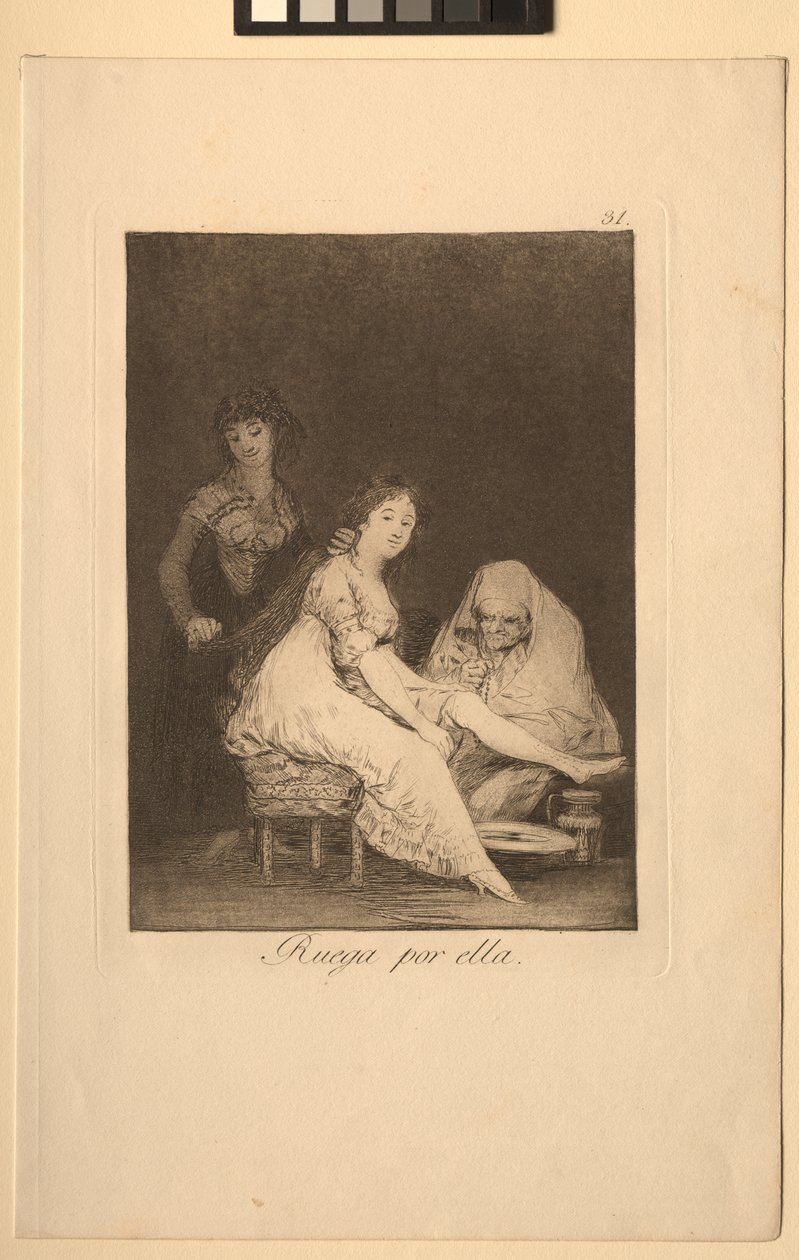 Caprichos: Ona się za nią modli. autorstwa Francisco de Goya