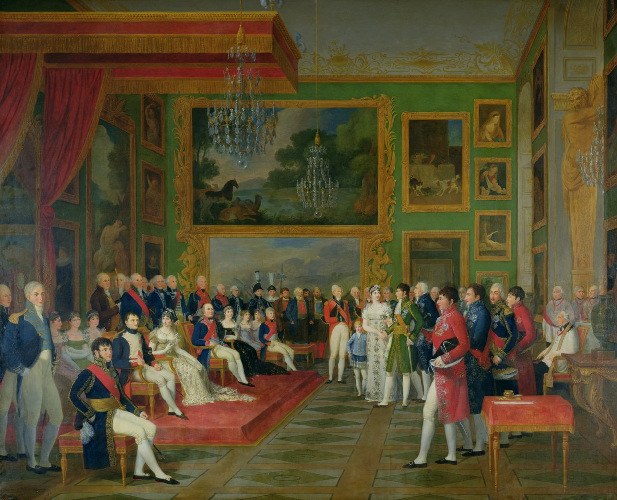 Ślub Eugeniusza de Beauharnais (1781-1824) z Amalie Auguste z Bawarii w Monachium, 13 stycznia 1806, 1808 autorstwa Francois Guillaume Menageot