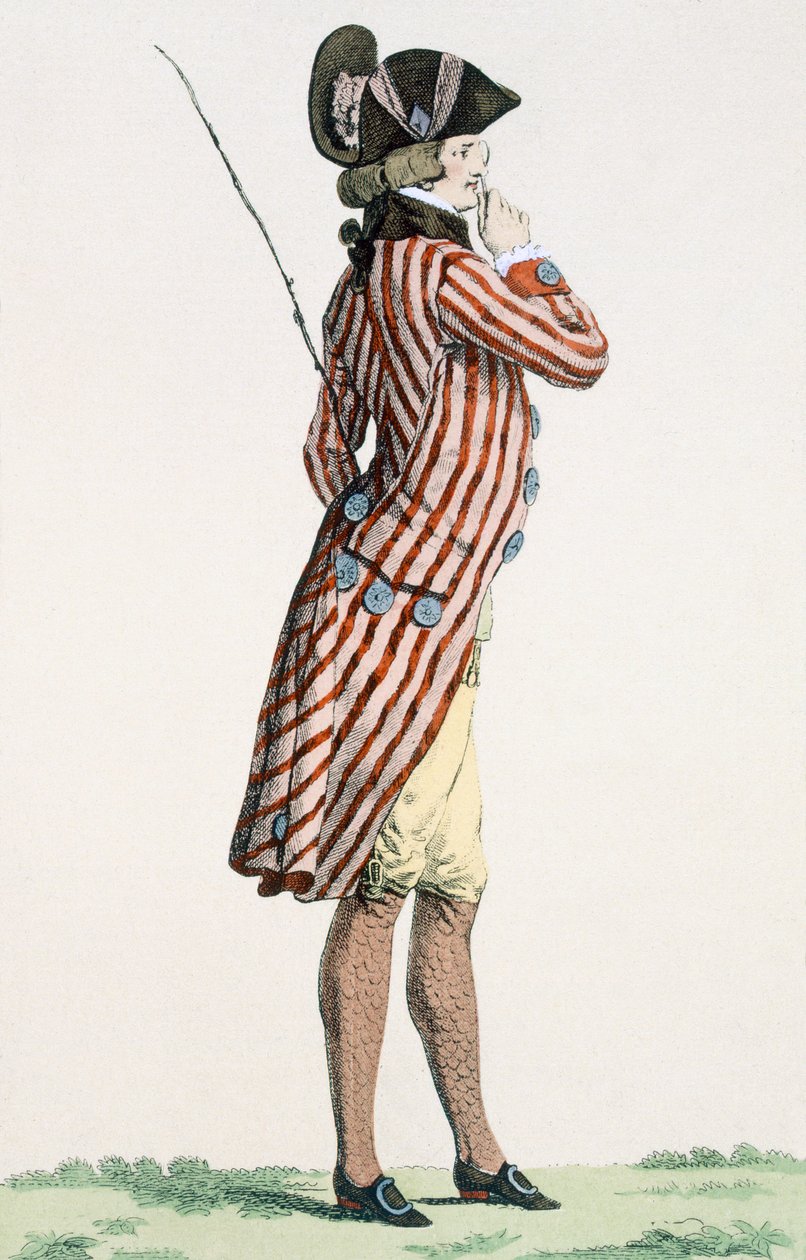 Le Lorgneur, rytowany przez Baquoi, tablica nr 283 z "Galeries des Modes et Costumes Francais", ok. 1778-87. autorstwa Francois Louis Joseph Watteau