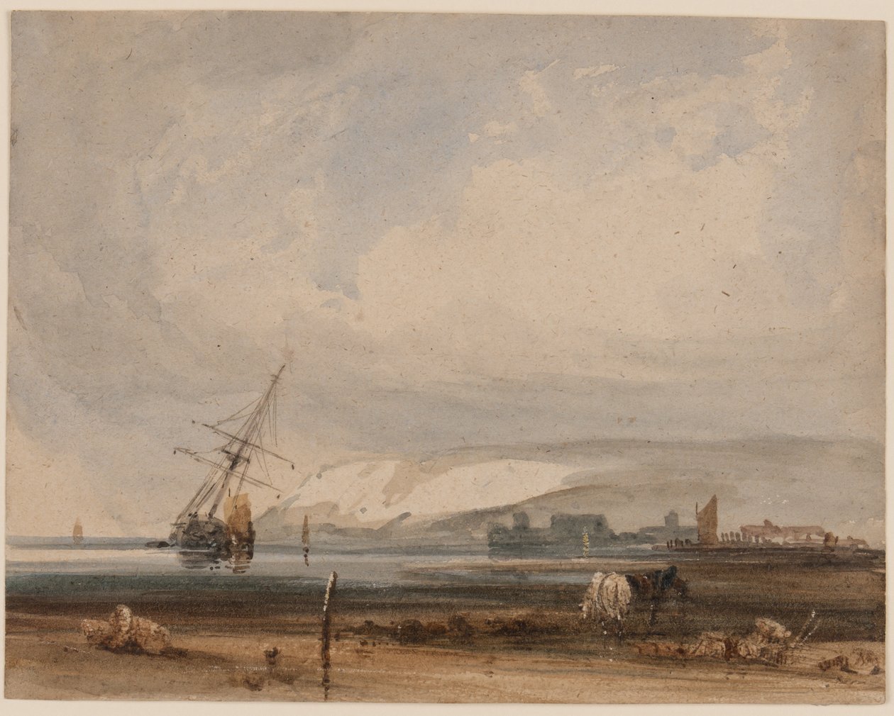Widok wzdłuż brzegu (toaleta i guma arabska na papierze) autorstwa Francois Louis Thomas circle of Francia