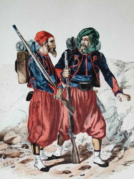 Zouaves, c.1860 (kolor lito) autorstwa Francois Hippolyte Lalaisse
