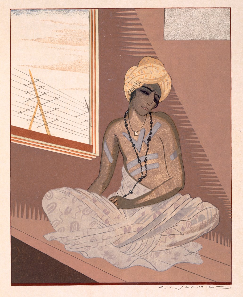 Ilustracja z "Kim", Rudyard Kipling, pub. 1930 autorstwa Francois Louis Schmied