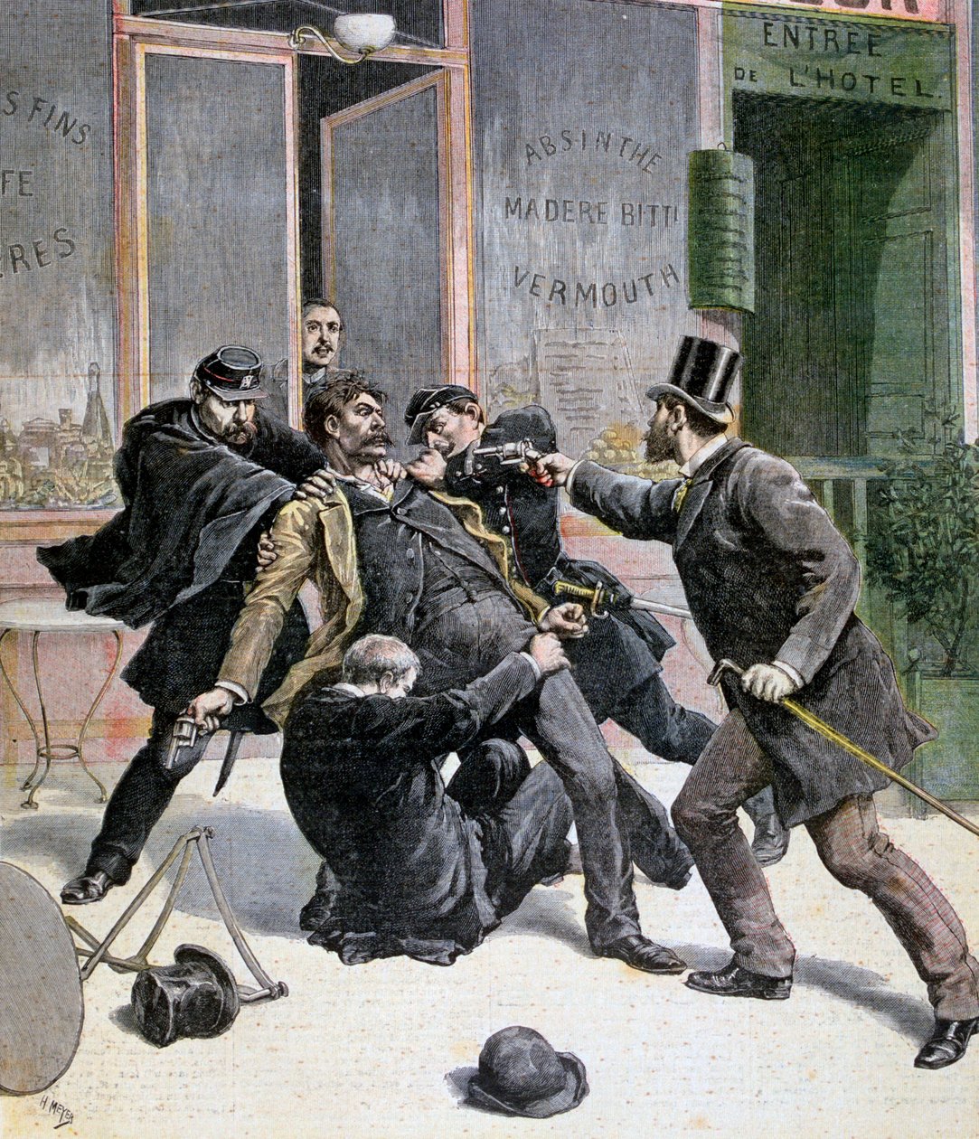 Aresztowanie Ravachola, 1892 autorstwa Francois Claudius Koeningstein