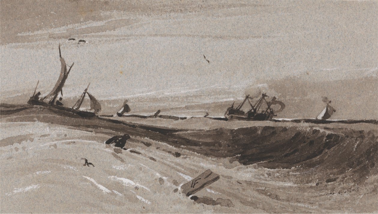 Wzburzone morze, wieczór autorstwa Francois Louis Thomas Francia