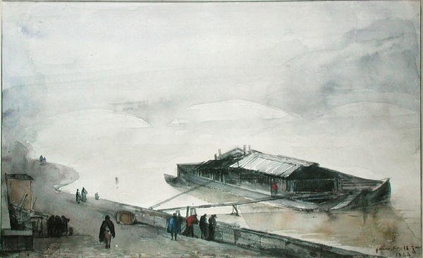 Sekwana, 1843 (wc na papierze) autorstwa Francois Marius Granet