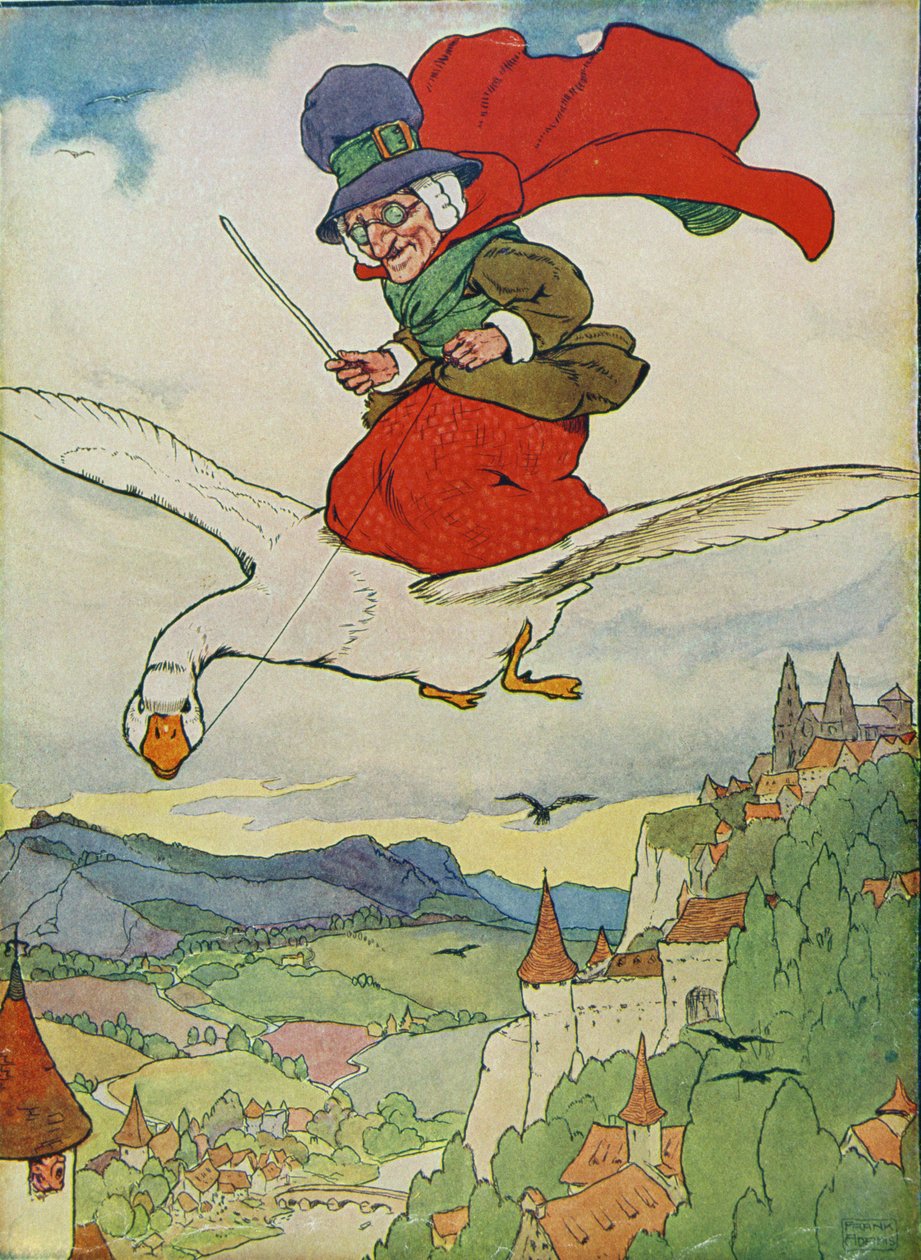 Stara Mama Gęś z „My Nursery Story Book”, wyd. przez Blackie and Son (ilustracja książkowa) autorstwa Frank Adams