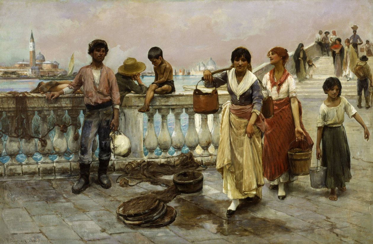 Przewoźnicy wody, Wenecja autorstwa Frank Duveneck