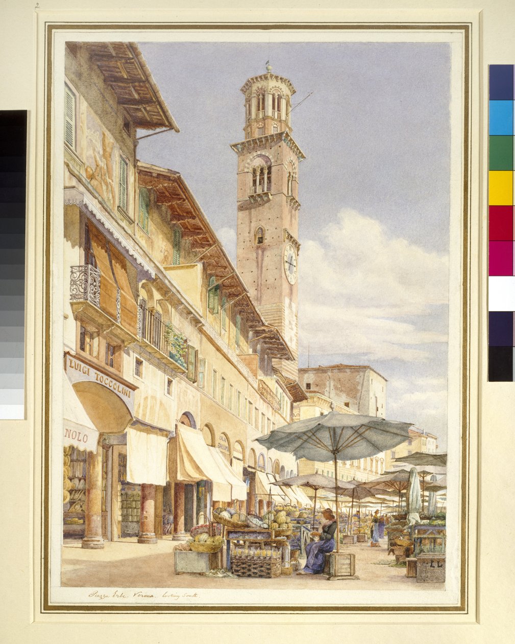 Piazza delle Erbe, Werona, czerwiec - wrzesień 1884 (akwarela na graficie na papierze tkanym) autorstwa Frank Randal