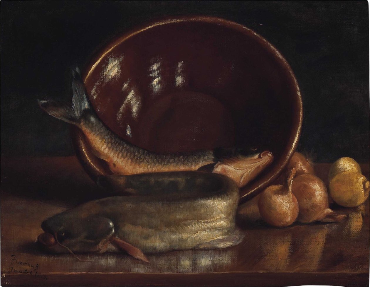 Martwa natura z rybą autorstwa Frank Duveneck
