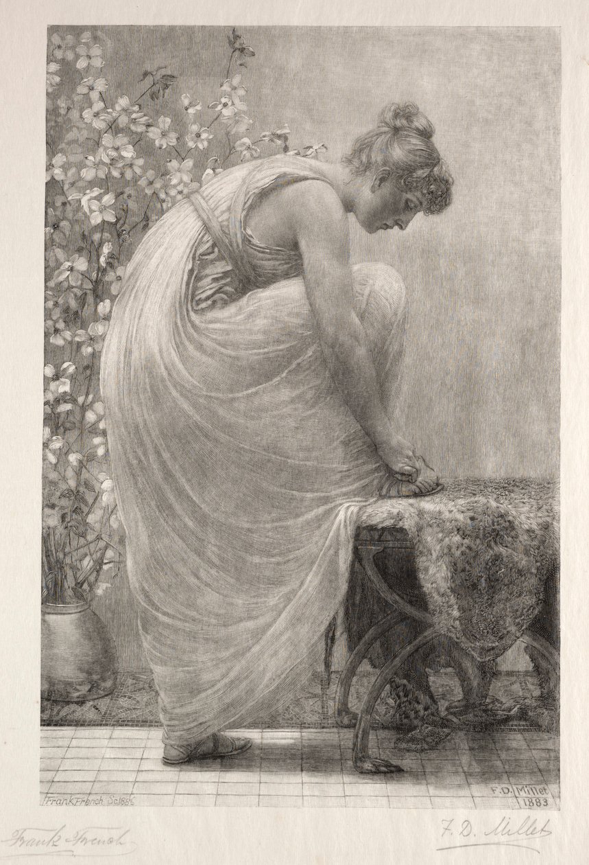 Sznurowanie sandałów, 1886. autorstwa Frank French