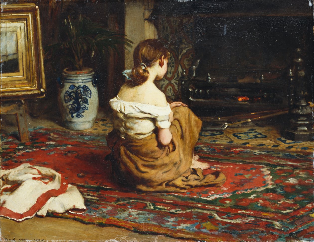 Przy kominku, 1878 autorstwa Frank Holl
