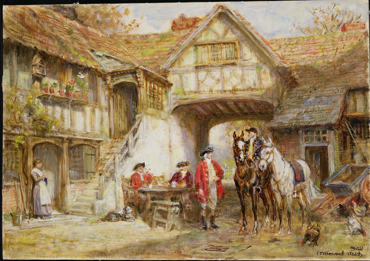 Wayside Inn (szkic olejny) autorstwa Frank Moss Bennett