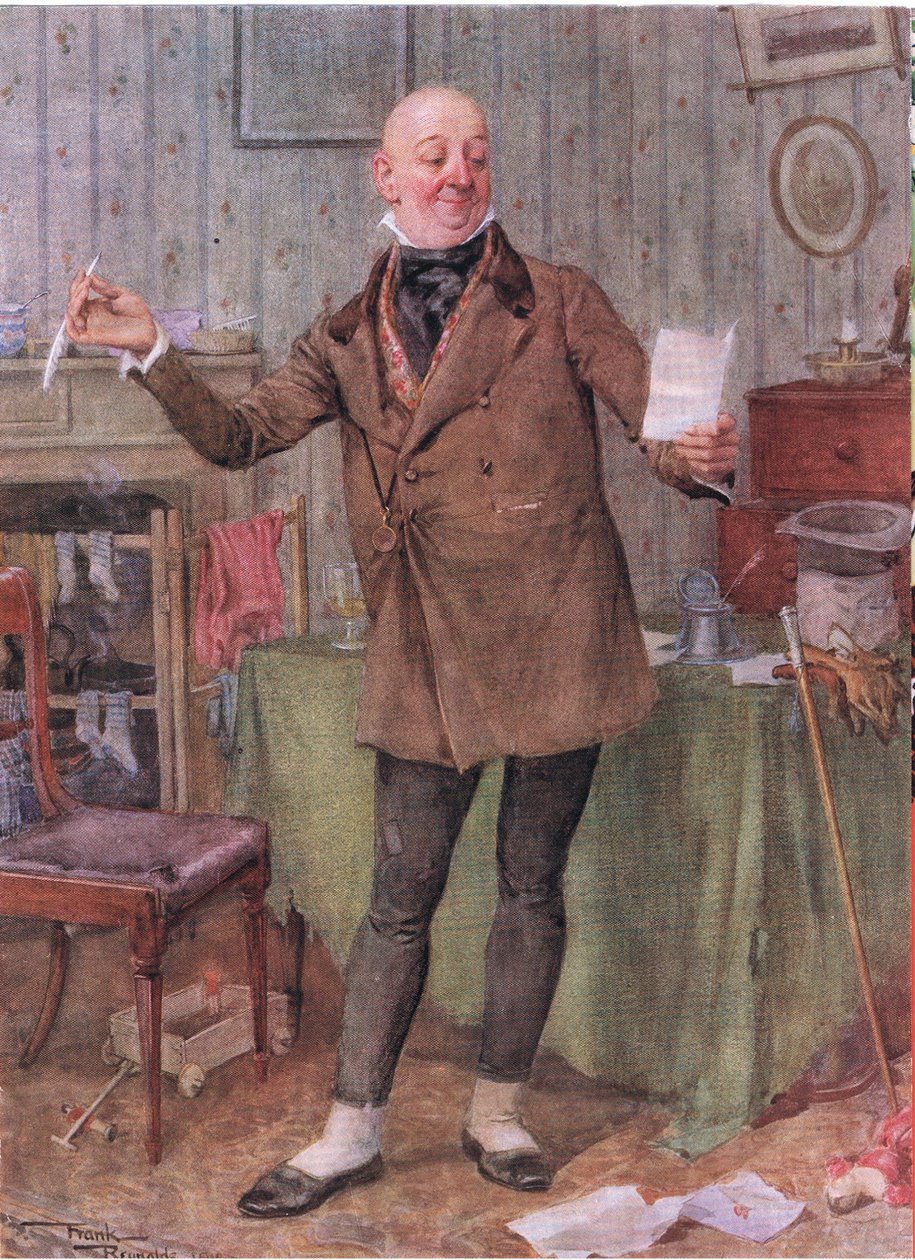 Pan Micawber (David Copperfield) (kolorowa litografia) autorstwa Frank Reynolds