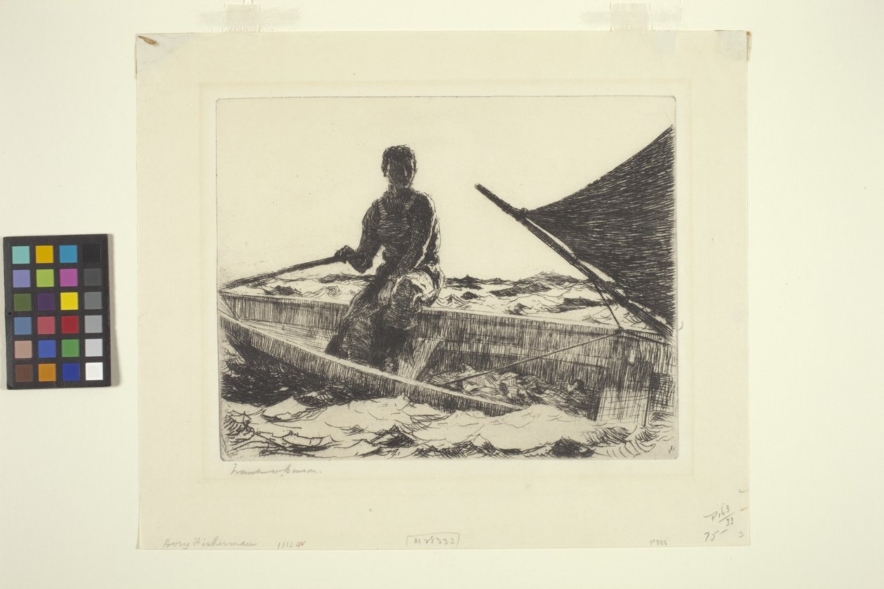 Dory Fisherman (tusz na papierze) autorstwa Frank Weston Benson