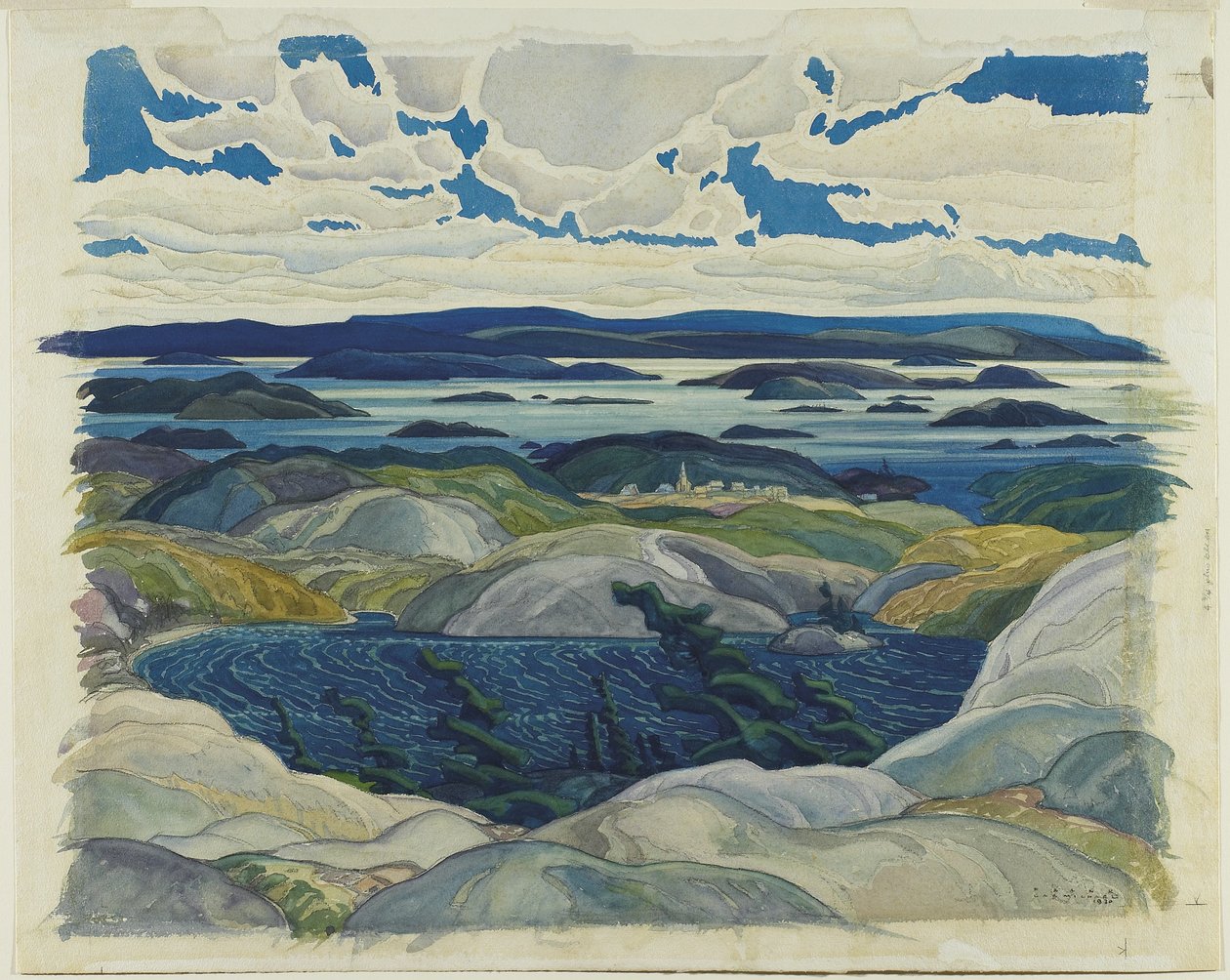 Zatoka Wysp, 1930 (wc na papierze) autorstwa Franklin Carmichael