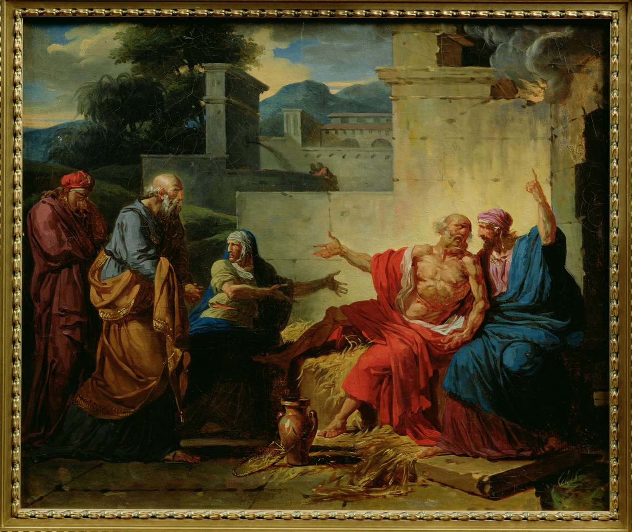 Hiob skarcony przez żonę, ok. 1790 r. autorstwa François André Vincent