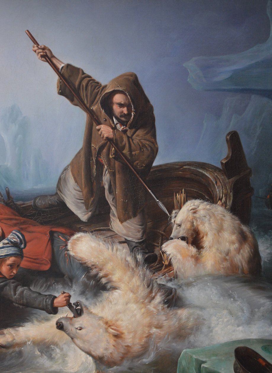 Walka z niedźwiedziami polarnymi autorstwa François Auguste Biard