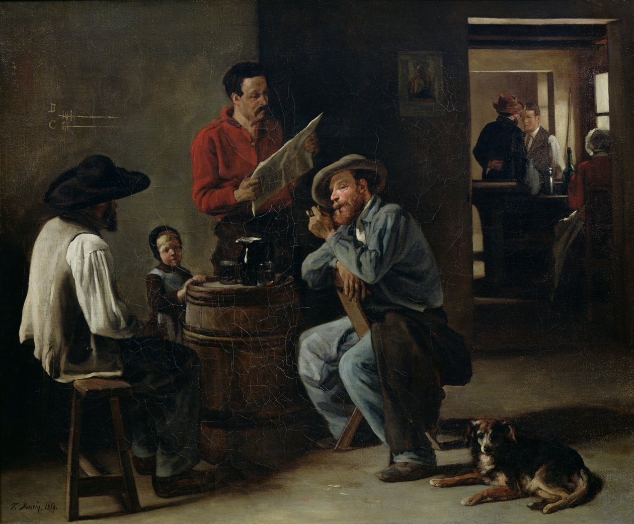 Wnętrze karczmy, 1859 autorstwa François Bonvin