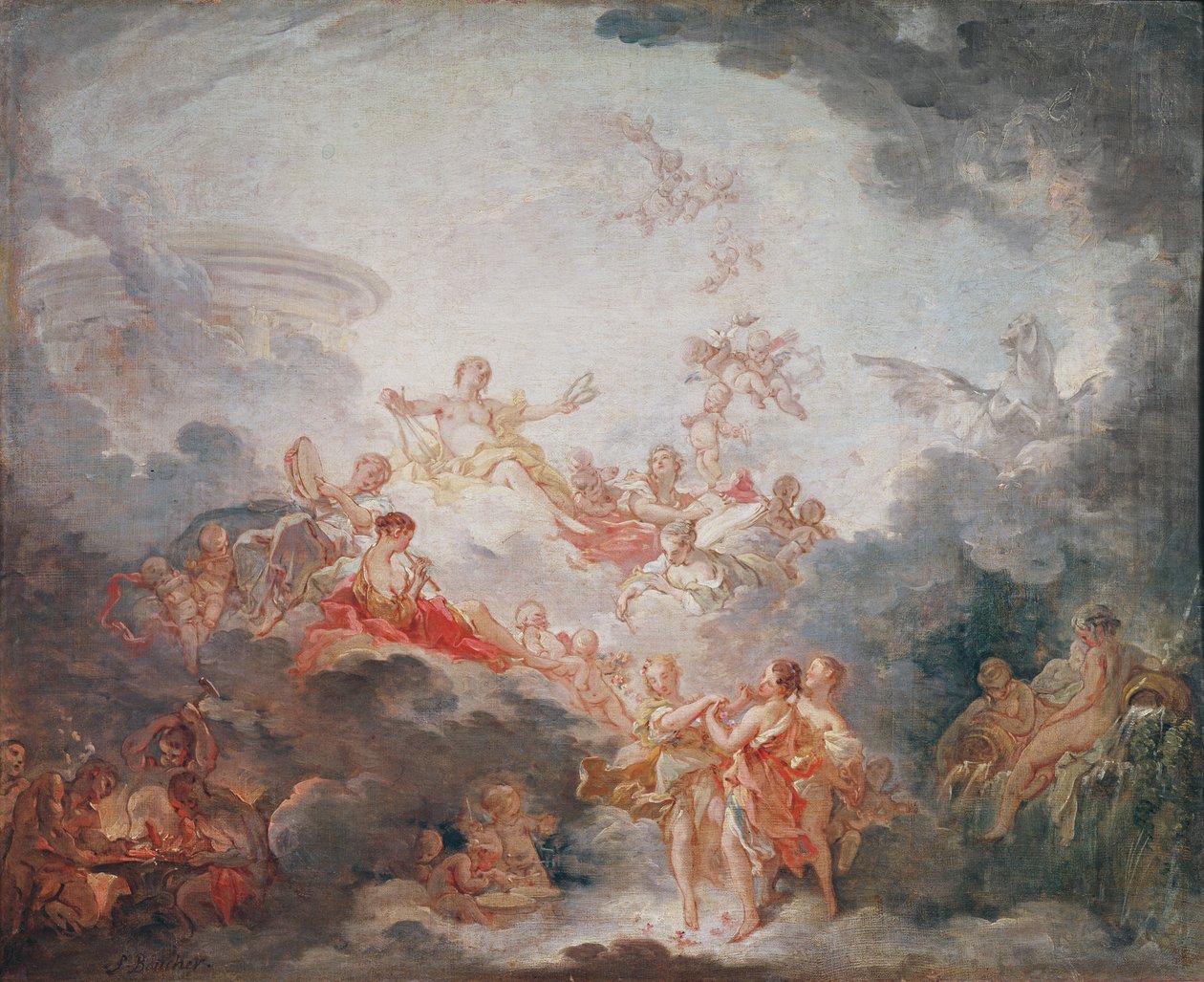 Apollo koronujący sztukę, ok. 1763-70 autorstwa François Boucher