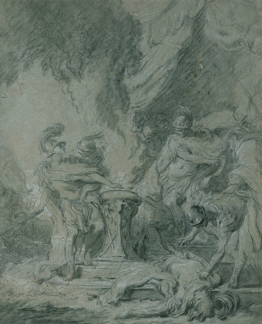 Mucius Scaevola wkłada rękę do ognia autorstwa François Boucher