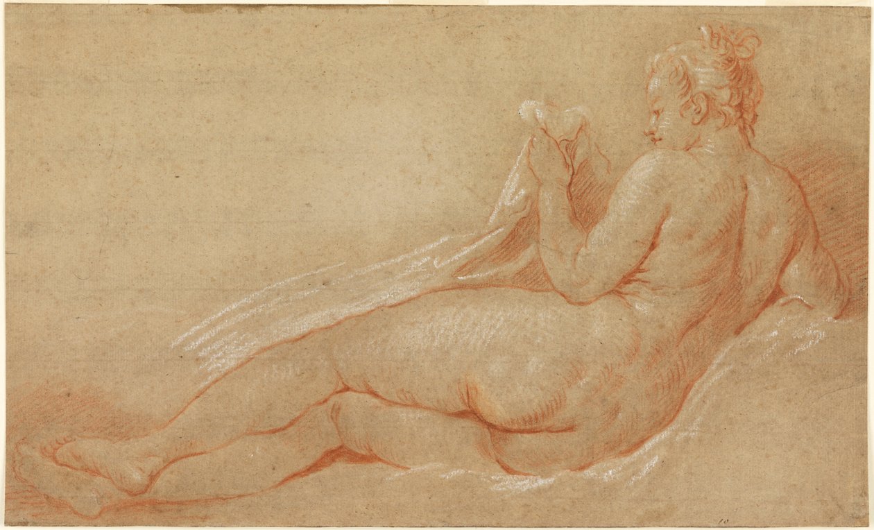 Studium nagości w pozycji leżącej autorstwa François Boucher