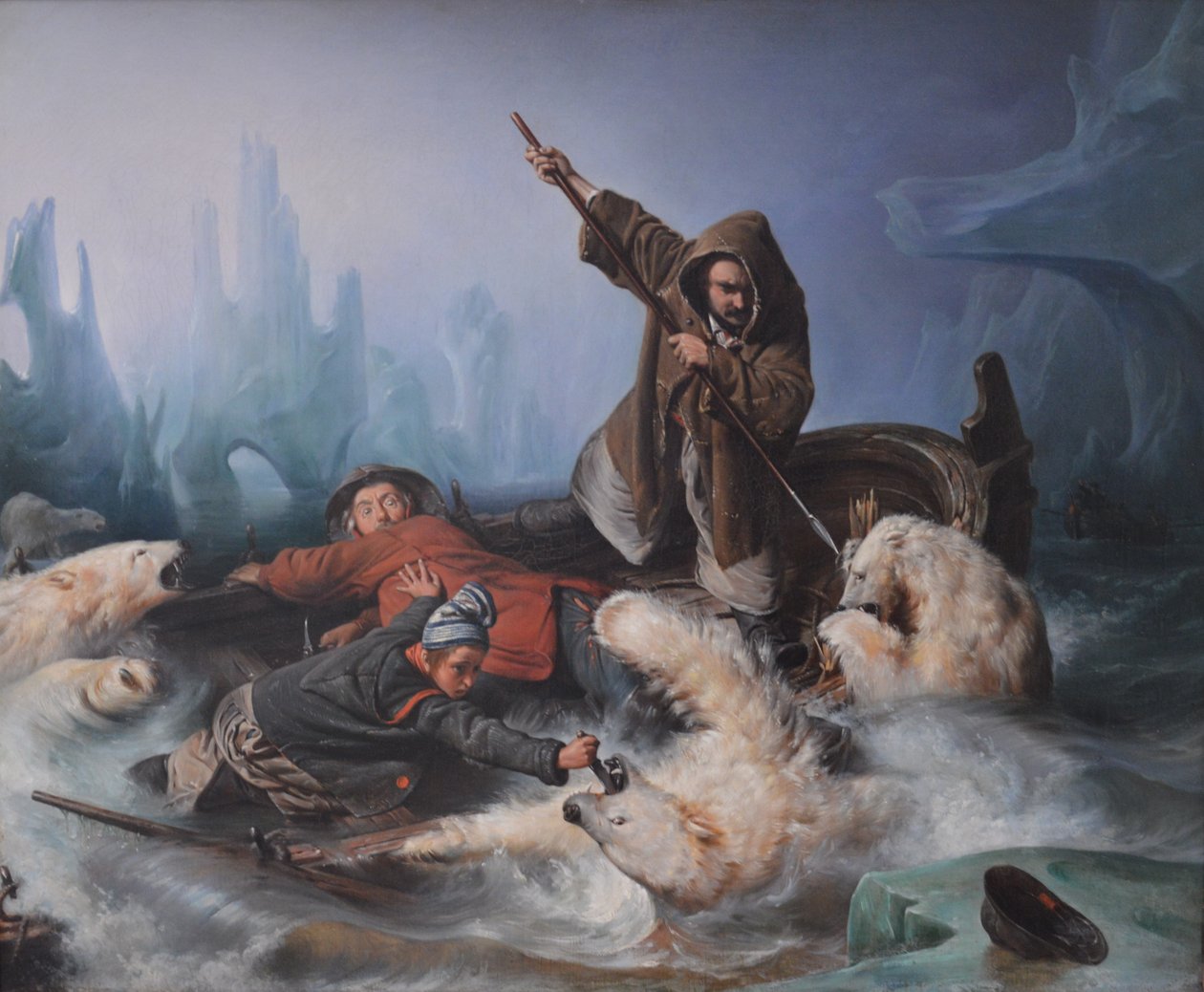 Walka z niedźwiedziami polarnymi autorstwa François Auguste Biard