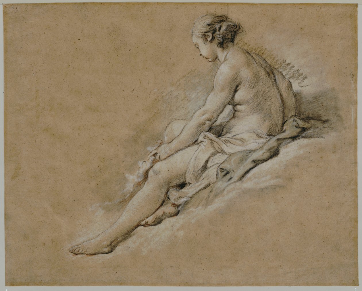 Siedząca naga dziewczyna autorstwa François Boucher