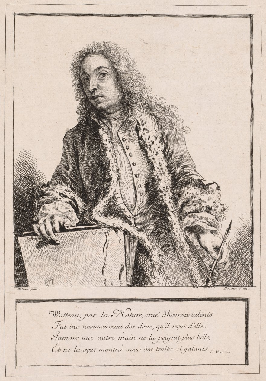 Antoine Watteau, ok. 1930 r. 1727. autorstwa François Boucher