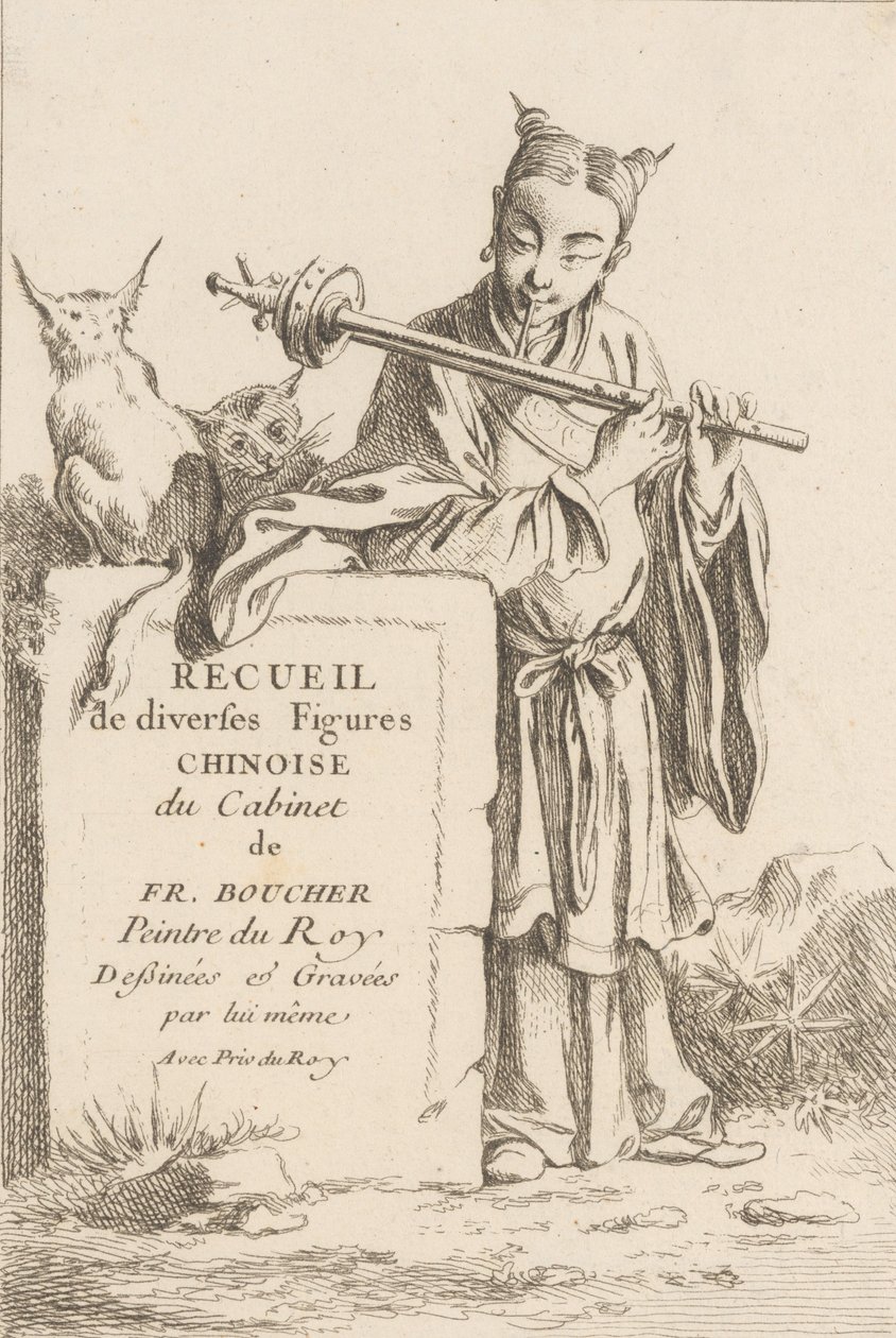 Kolekcja różnorodnych figurek chińskich, 1738-45. autorstwa François Boucher