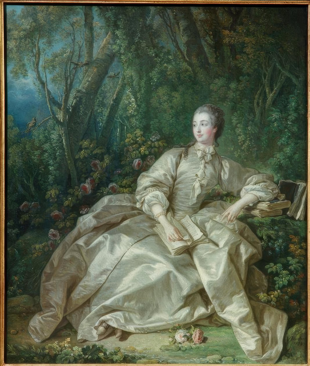 Madame de Pompadour siedziała na świeżym powietrzu. autorstwa François Boucher