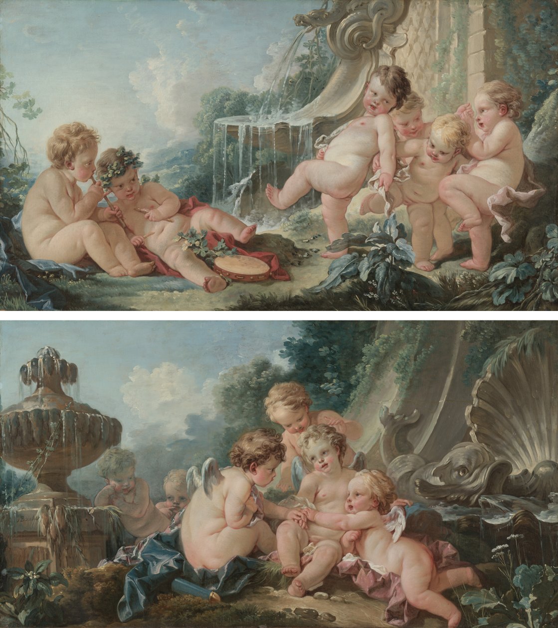 Muzyka i taniec i amorki w spisku autorstwa François Boucher