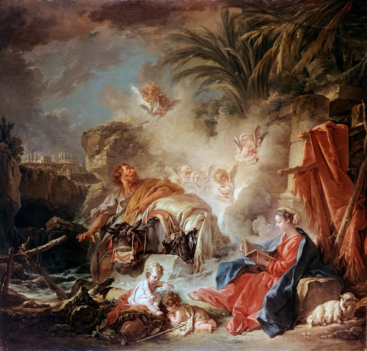 Odpocznij w ucieczce do Egiptu, 1757. autorstwa François Boucher