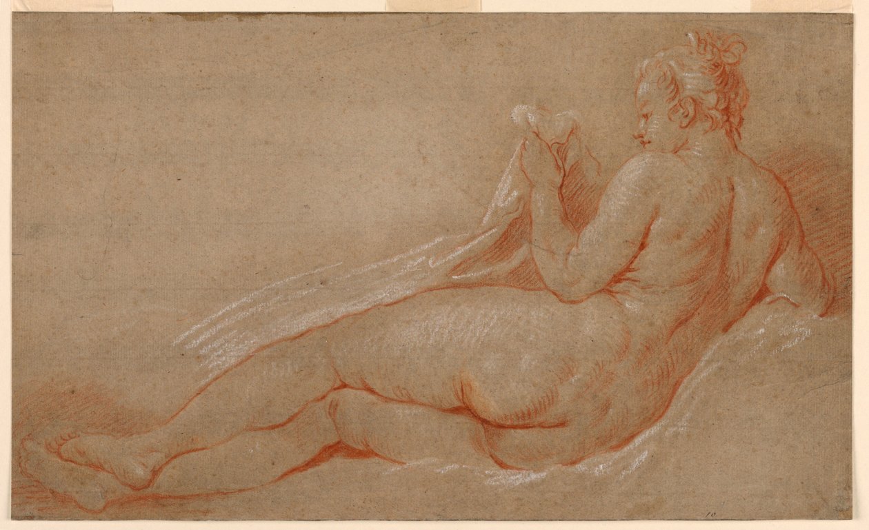 Studium nagości w pozycji leżącej autorstwa François Boucher