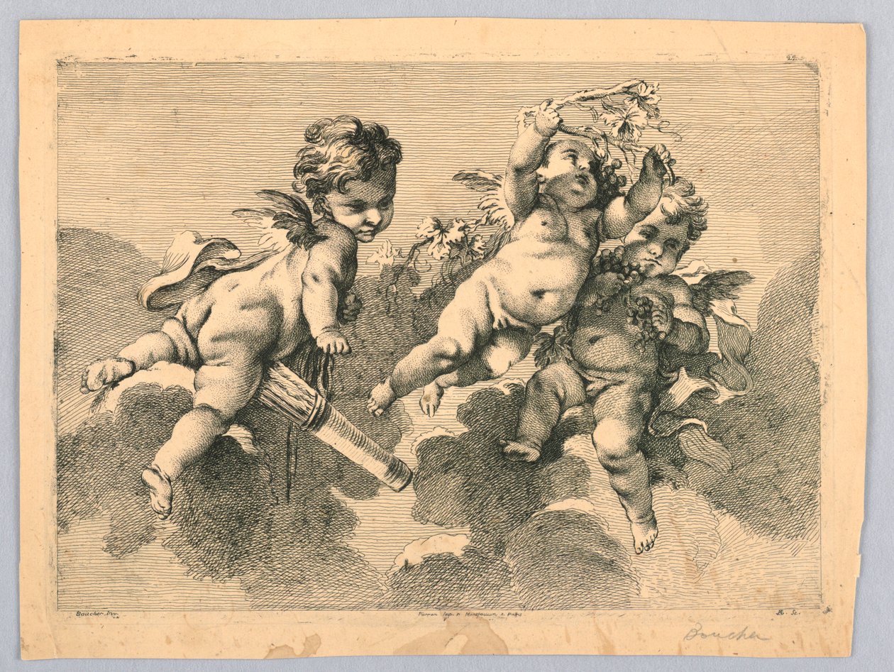 Trzy Putti autorstwa François Boucher