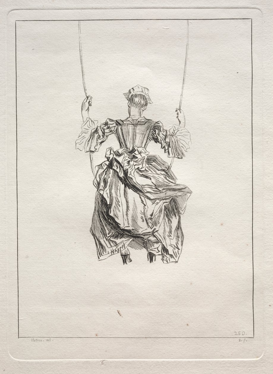 Kobieta na huśtawce, widziana z tyłu autorstwa François Boucher