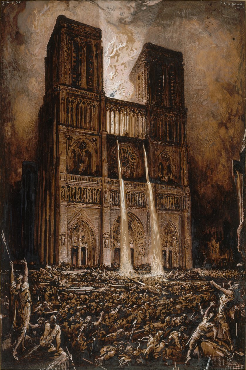 Atak na Notre-Dame. autorstwa François Chifflart