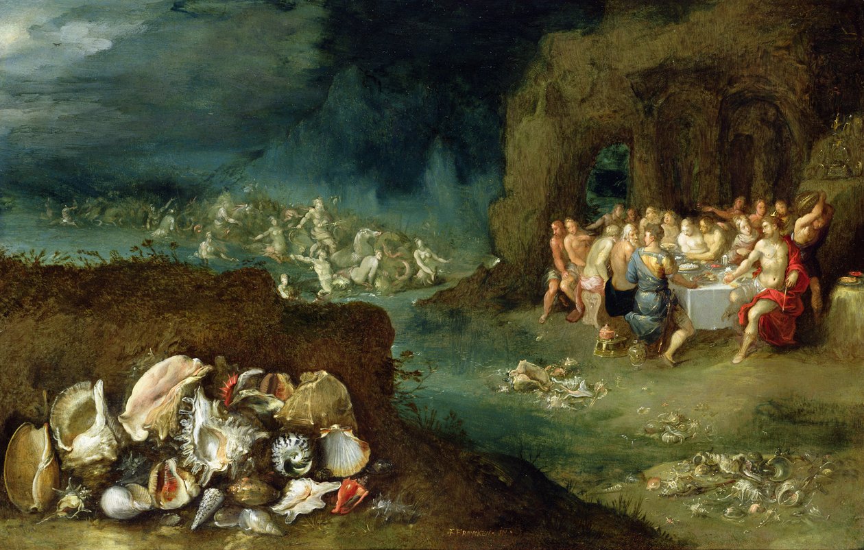 Бурхадын баяраар хийсэн хясааны натюрморт, 1615 он (зэс дээрх тос)поли. autorstwa Frans II Francken the Younger