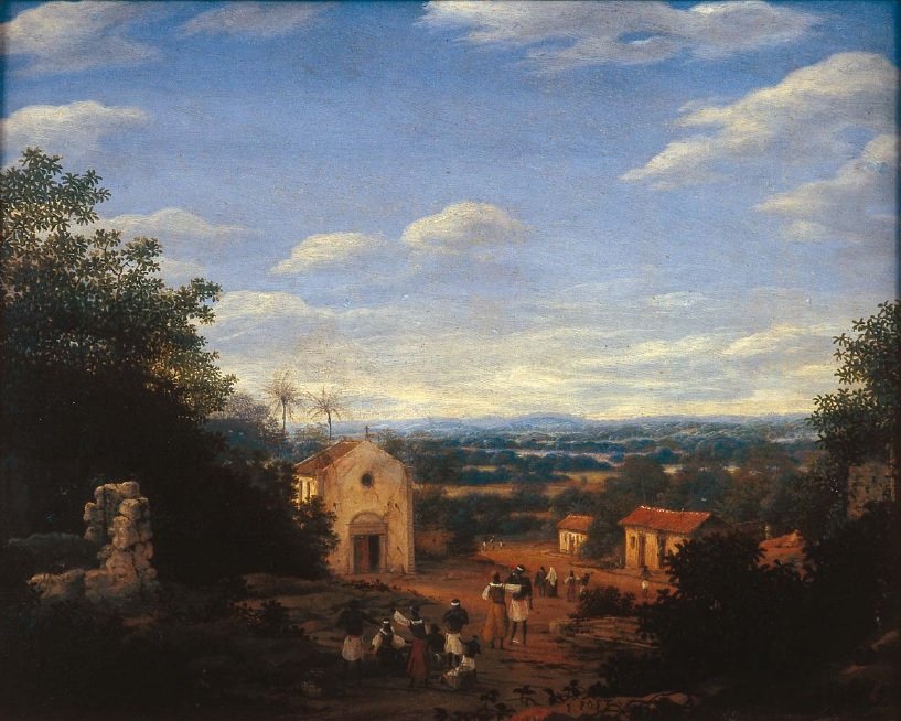 Kościół Świętych Kosmy i Damiana w brazylijskim mieście Igarassu. autorstwa Frans Post