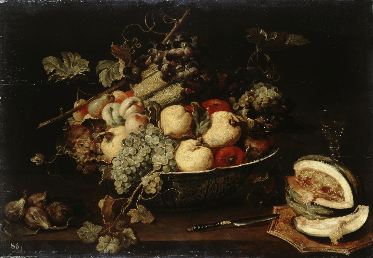 Owoce w Misce i Melon Plasterki autorstwa Frans Snyders or Snijders
