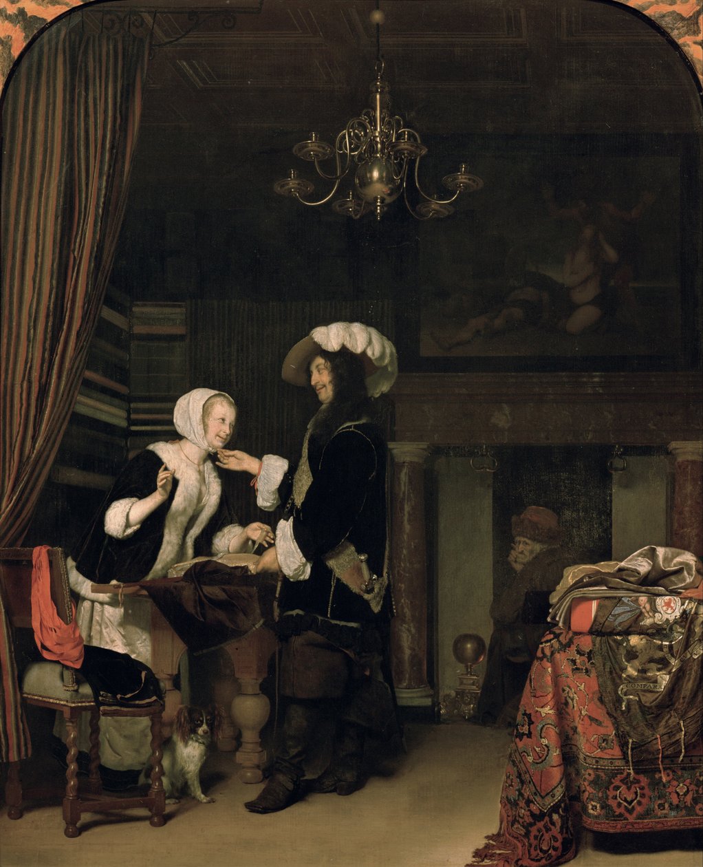 Kawaler w sklepie autorstwa Frans van Mieris