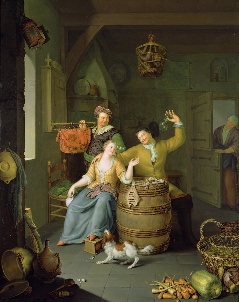 Wnętrze z świętującą parą autorstwa Frans van Mieris