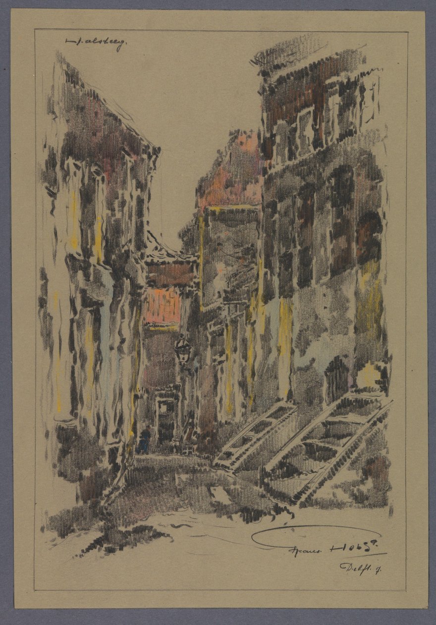 Halsteeg w Delft autorstwa Frans Holst (signed by artist)