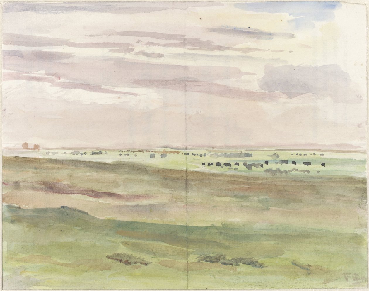 Krajobraz pastwiskowy ze stadami autorstwa Frans Alexander Evert Lodewijk Smissaert