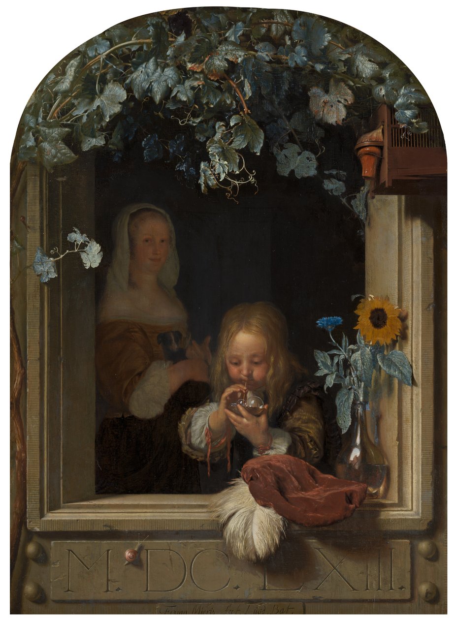 Chłopiec puszczający bańki, 1663 autorstwa Frans van Mieris