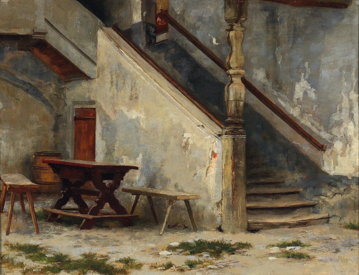 Korytarz domu ze schodami autorstwa Franz Defregger