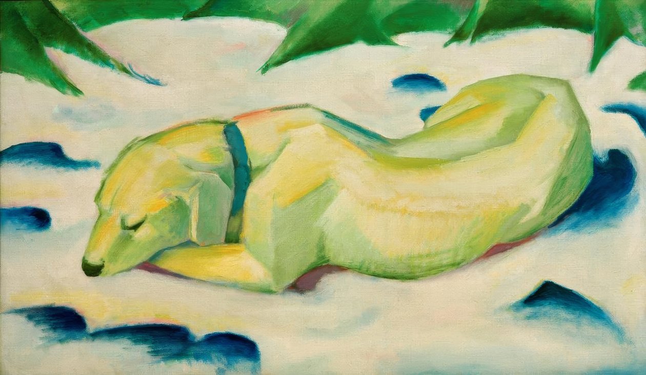 Pies leżący na śniegu autorstwa Franz Marc