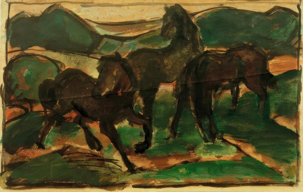 Konie na pastwisku I autorstwa Franz Marc