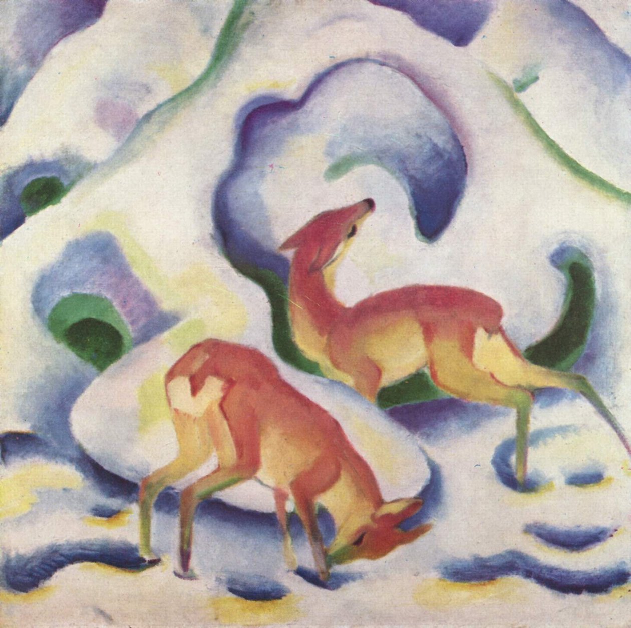 Jeleń na śniegu autorstwa Franz Marc